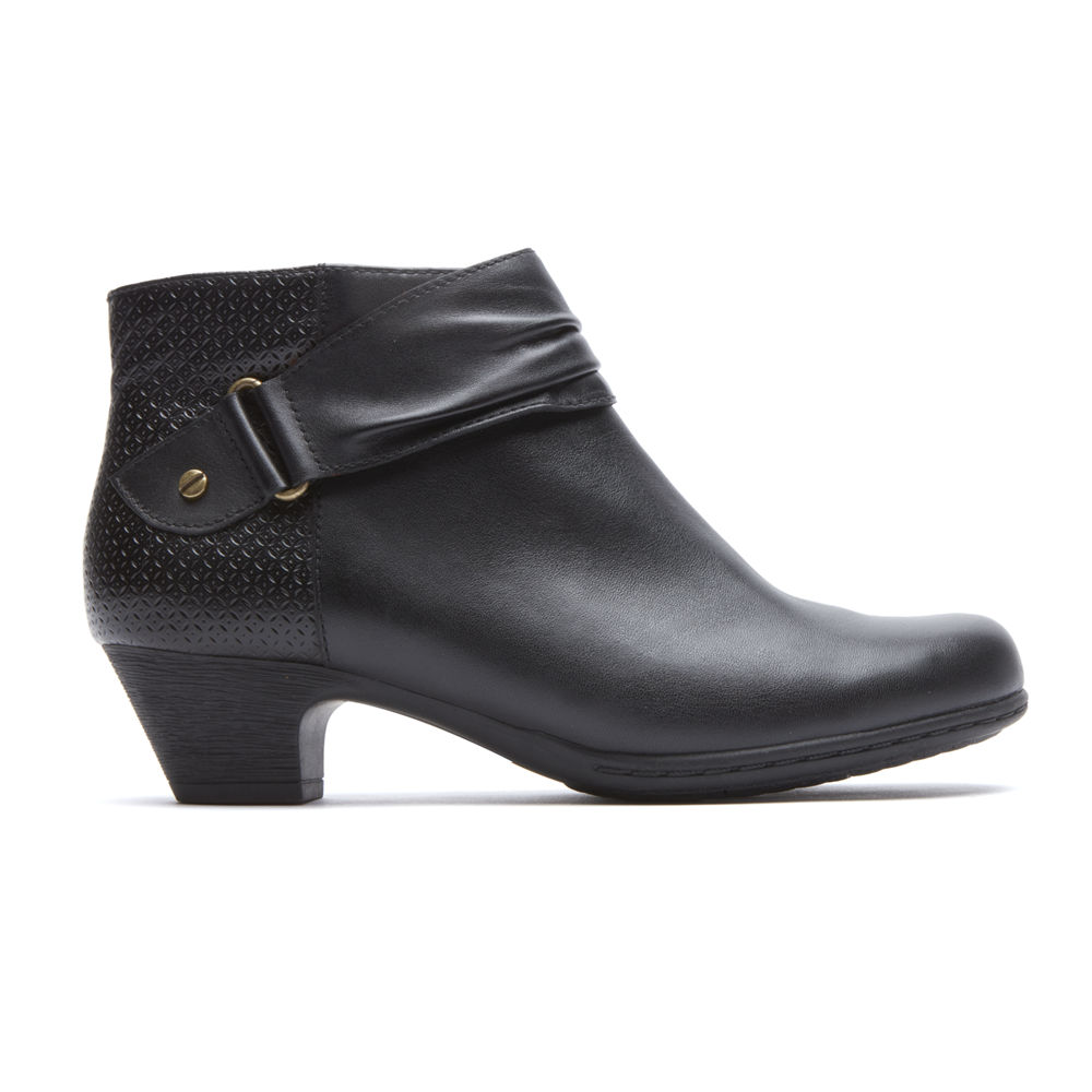 Rockport Womens Boots Black - Brynn Rouched - UK 745-JUAGKD